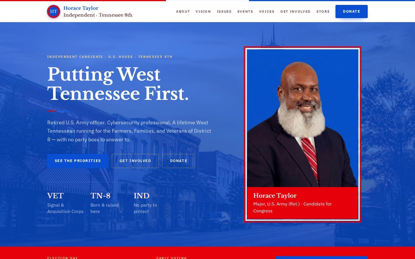 Horace Taylor for Congress website homepage